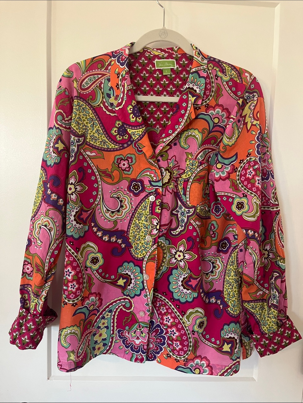 Vera Bradley Pink & Orange Paisley Button-Down Shirt